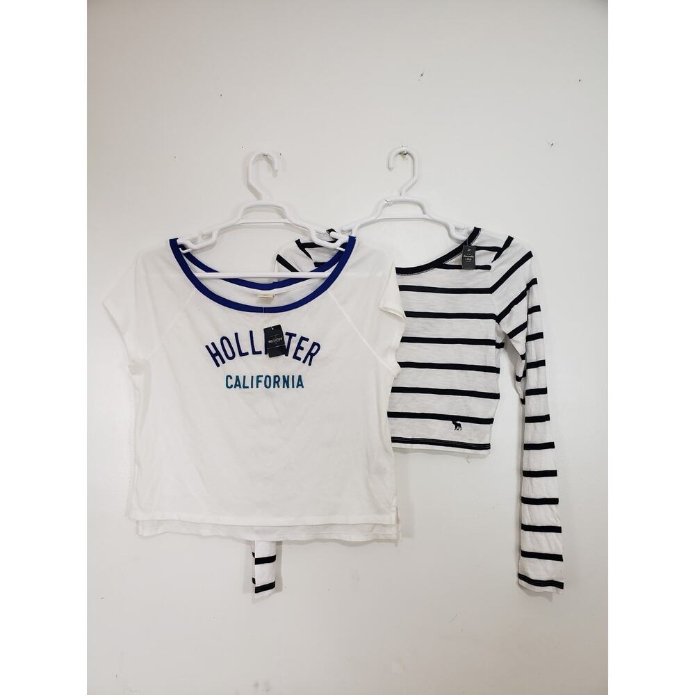 Y2K Abercrombie & Fitch Hollister Women's Jr Basic Crop Tops Size L Bundle Of 2